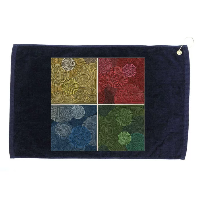 Circles In Squares Grommeted Golf Towel