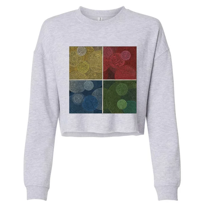 Circles In Squares Cropped Pullover Crew