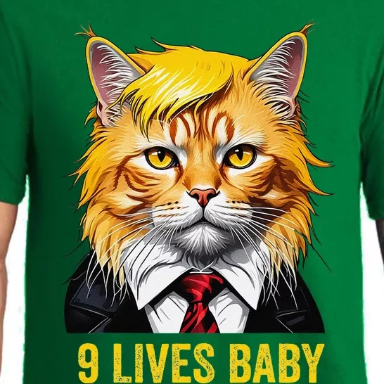 Cat In Suite With Trump Hair Nine Lives Baby Pajama Set