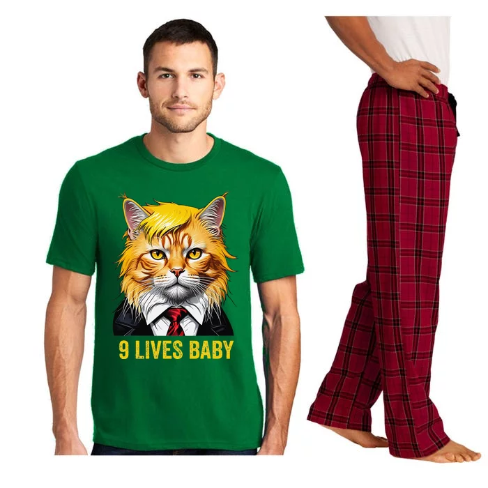 Cat In Suite With Trump Hair Nine Lives Baby Pajama Set