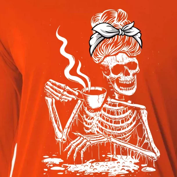 Coffee Ing Skeleton Lazy Diy Halloween Costume Cool Gift Cooling Performance Long Sleeve Crew