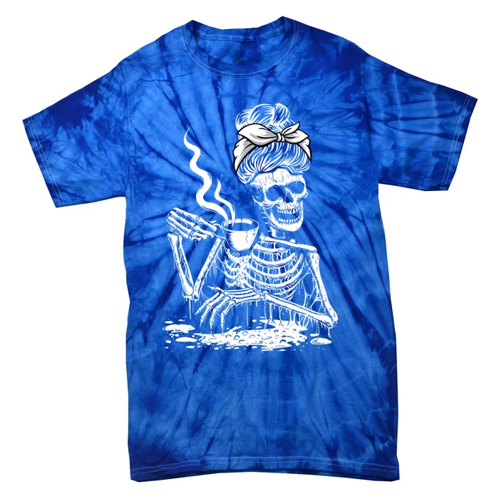 Coffee Ing Skeleton Lazy Diy Halloween Costume Cool Gift Tie-Dye T-Shirt