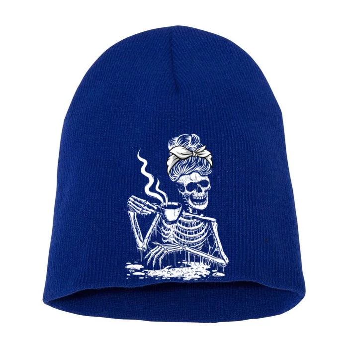 Coffee Ing Skeleton Lazy Diy Halloween Costume Cool Gift Short Acrylic Beanie