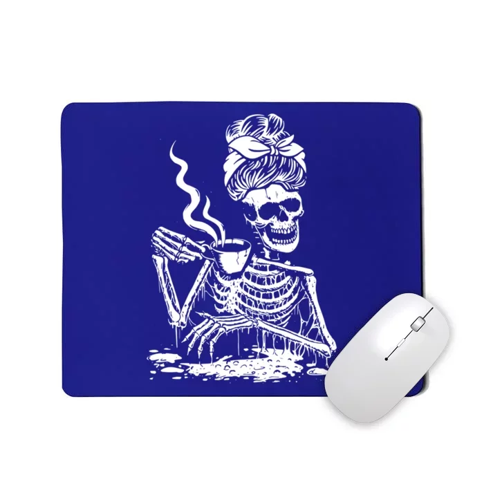 Coffee Ing Skeleton Coffee Messy Bun Halloween Gift Mousepad