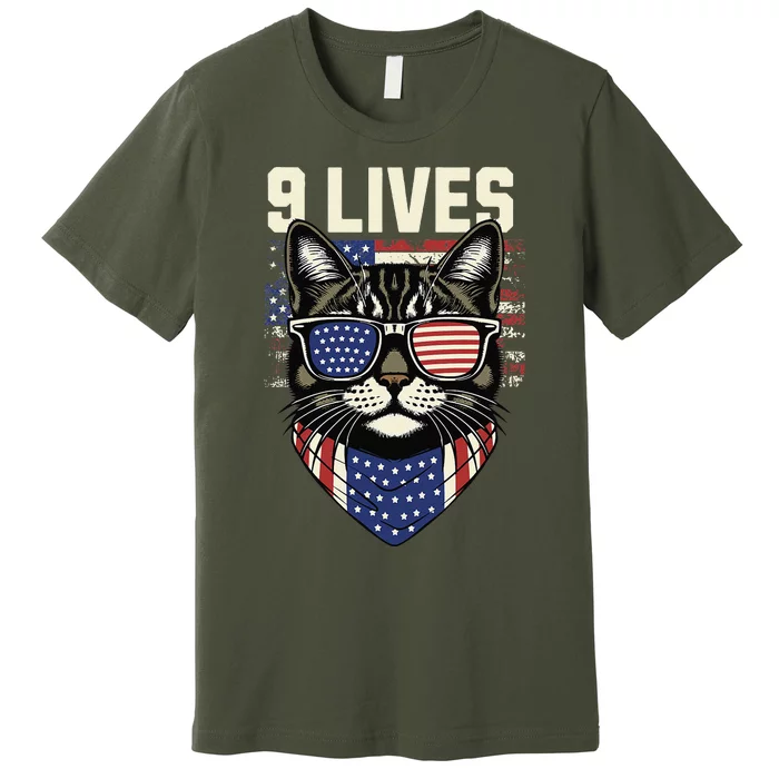 Cat In Suite With Trump Hair Nine Lives Premium T-Shirt