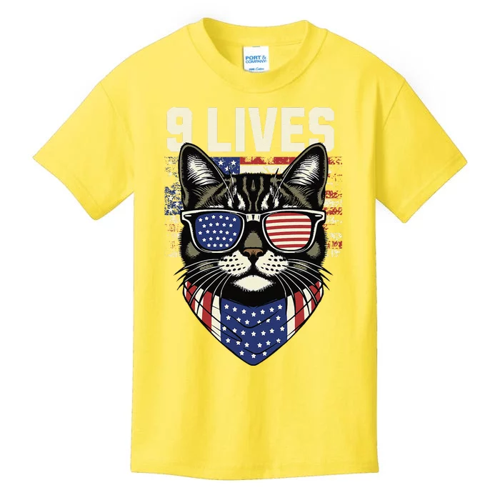 Cat In Suite With Trump Hair Nine Lives Kids T-Shirt