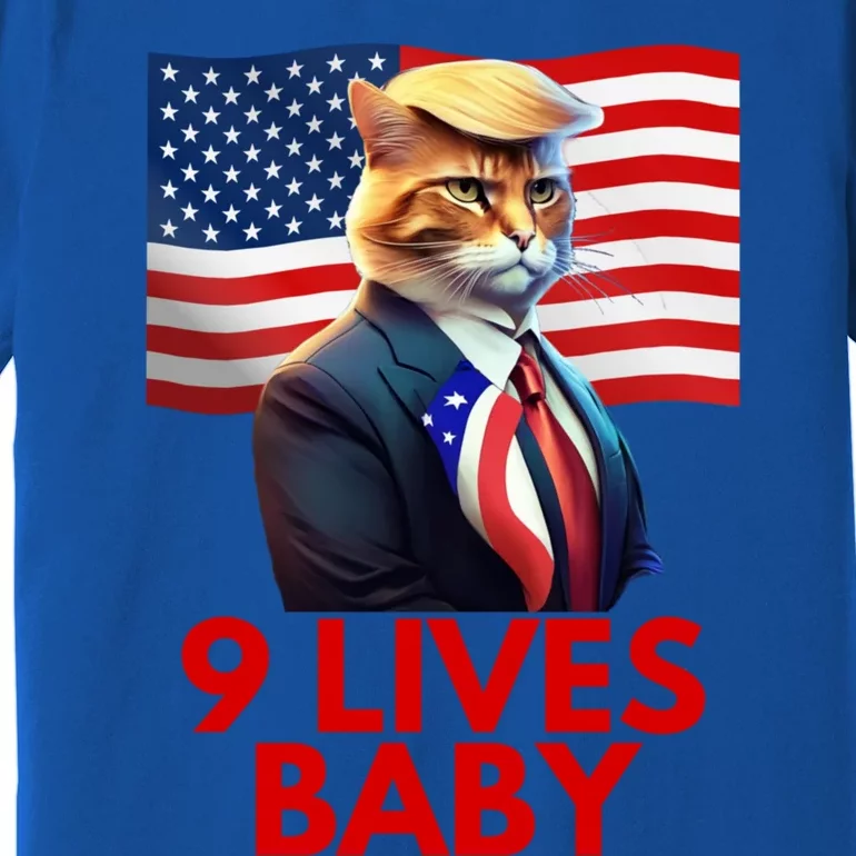 Cat In Suite With Trump Hair American Flag Nine Lives Baby Premium T-Shirt