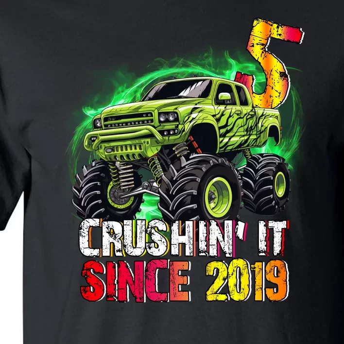 Crushin It Since 2019 5 Year Old Monster Truck Tall T-Shirt