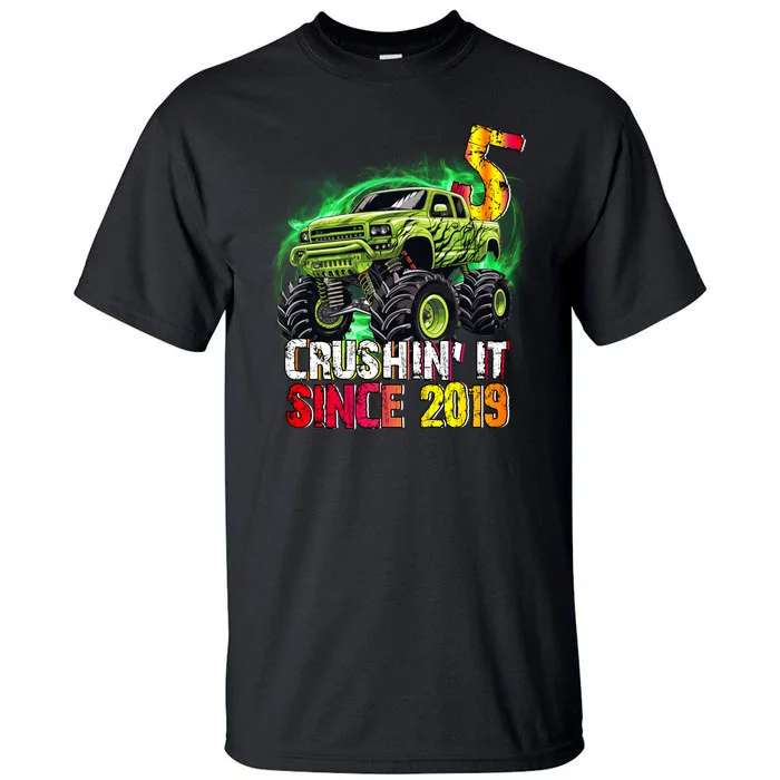 Crushin It Since 2019 5 Year Old Monster Truck Tall T-Shirt