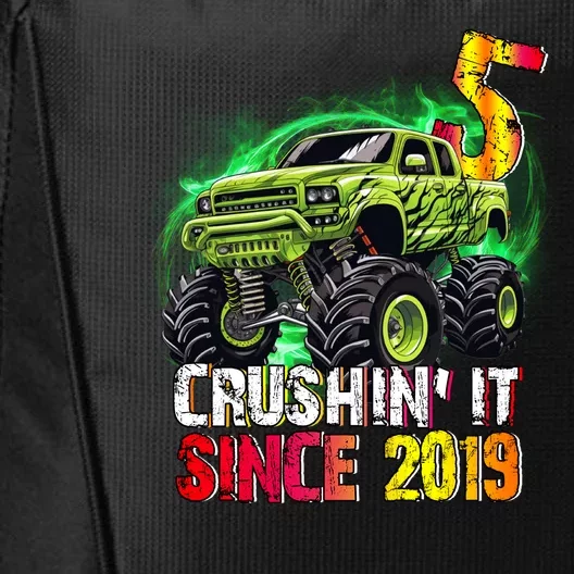 Crushin It Since 2019 5 Year Old Monster Truck City Backpack