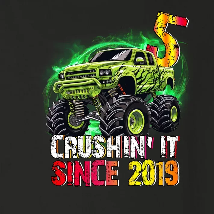 Crushin It Since 2019 5 Year Old Monster Truck Toddler Long Sleeve Shirt