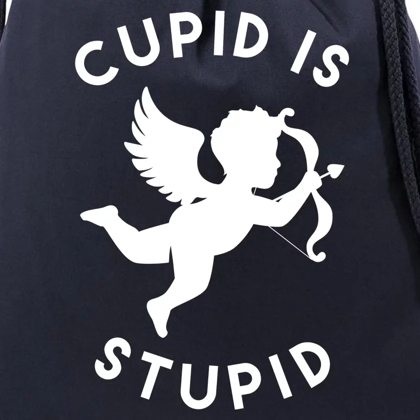 Cupid Is Stupid Anti Valentine Drawstring Bag