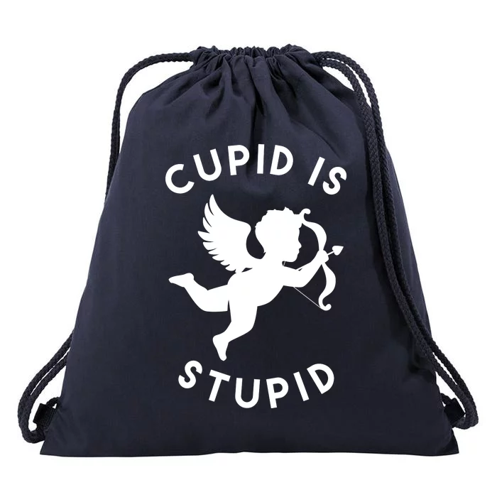 Cupid Is Stupid Anti Valentine Drawstring Bag