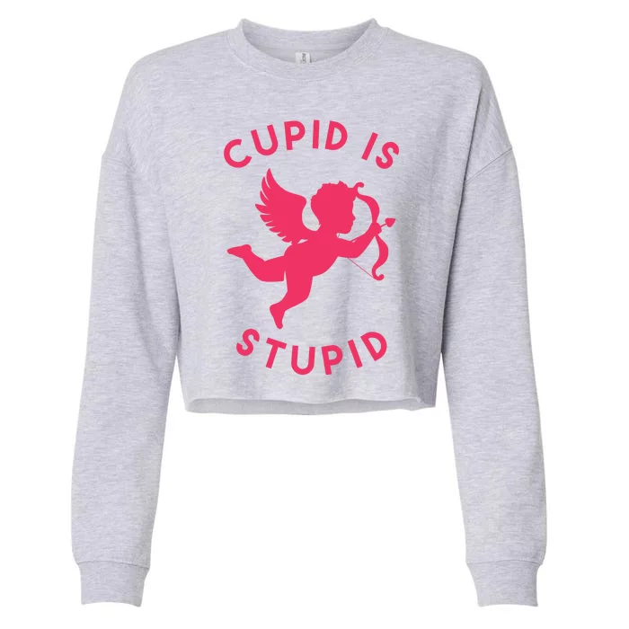 Cupid Is Stupid Anti Valentine Cropped Pullover Crew