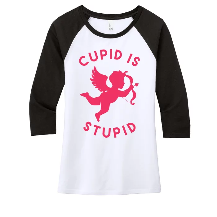 Cupid Is Stupid Anti Valentine Women's Tri-Blend 3/4-Sleeve Raglan Shirt