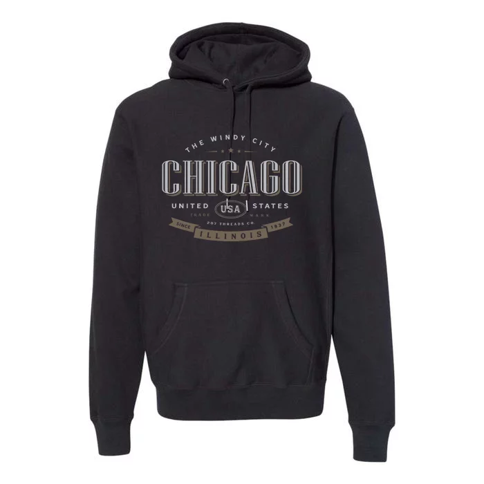 Chicago Illinois Souvenir Premium Hoodie