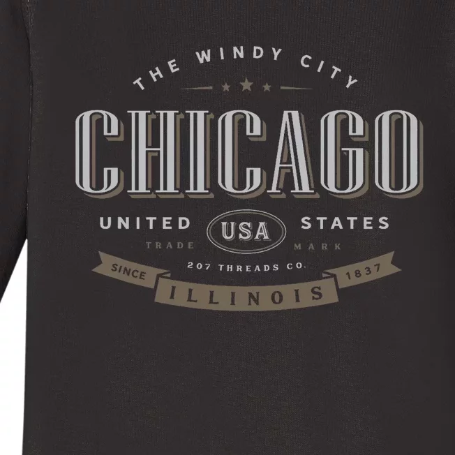 Chicago Illinois Souvenir Baby Long Sleeve Bodysuit