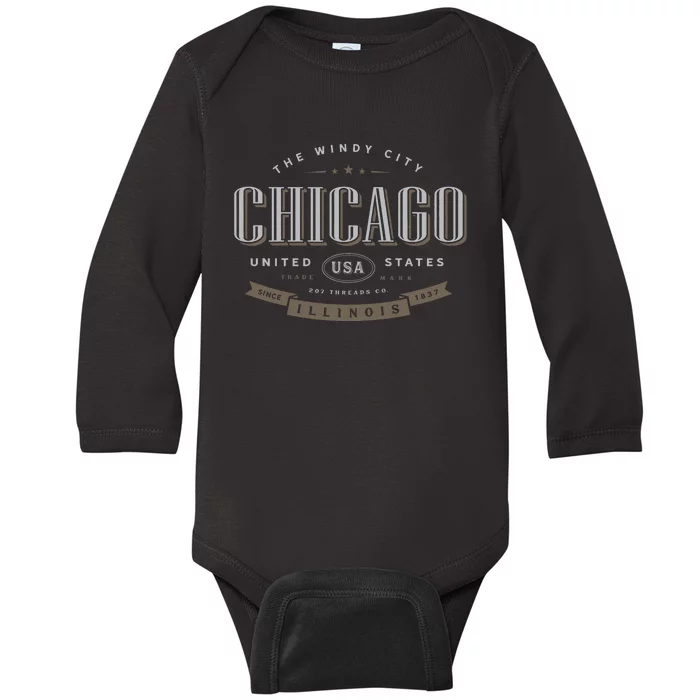 Chicago Illinois Souvenir Baby Long Sleeve Bodysuit