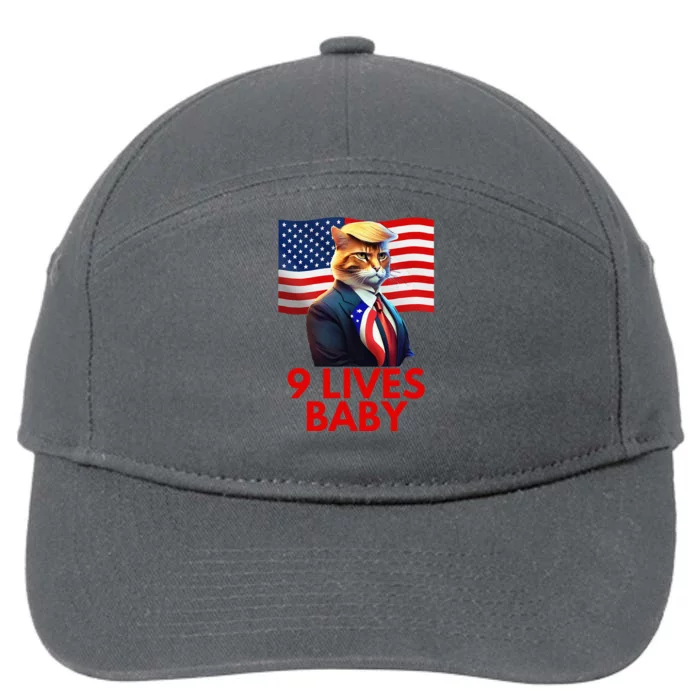 Cat In Suite With Trump Hair American Flag Nine Lives Baby 7-Panel Snapback Hat