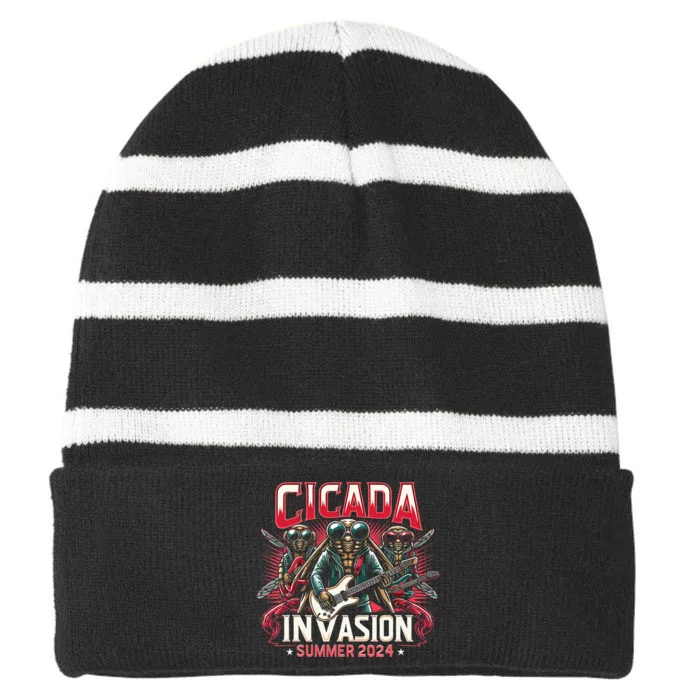 Cicada Invasion Summer 2024 Cicada Rock Star Striped Beanie with Solid Band