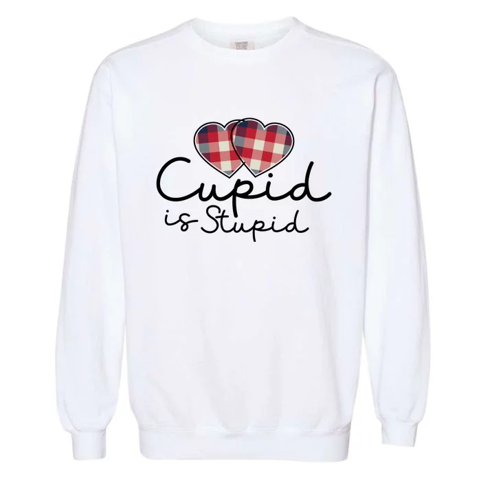 Cupid Is Stupid Valentines Day Funny Garment-Dyed Sweatshirt