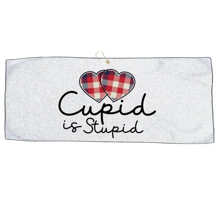 Cupid Is Stupid Valentines Day Funny Large Microfiber Waffle Golf Towel