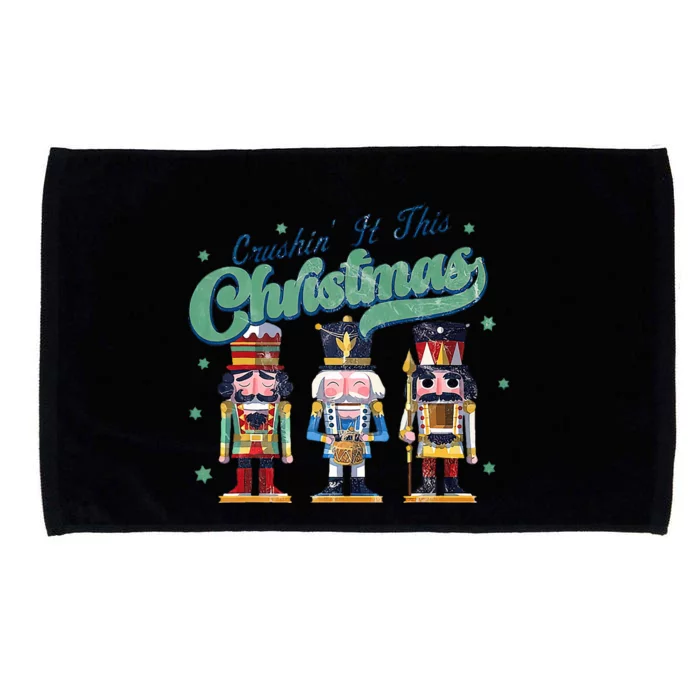 Crushin It This Christmas Retro Vintage Nutrcracker Holiday Microfiber Hand Towel