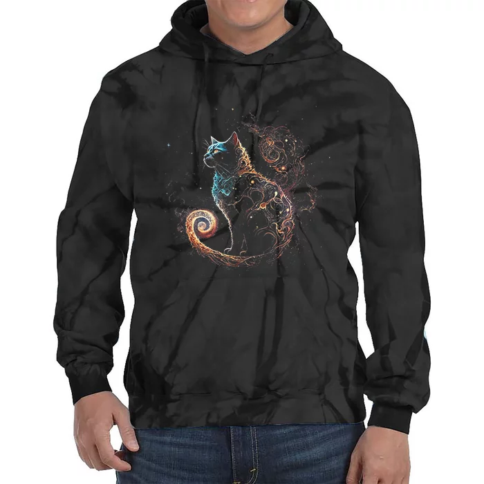 Cat In The Galaxy And Space Kitten Cat Head Tie Dye Hoodie