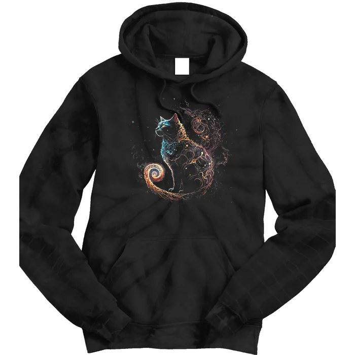 Cat In The Galaxy And Space Kitten Cat Head Tie Dye Hoodie