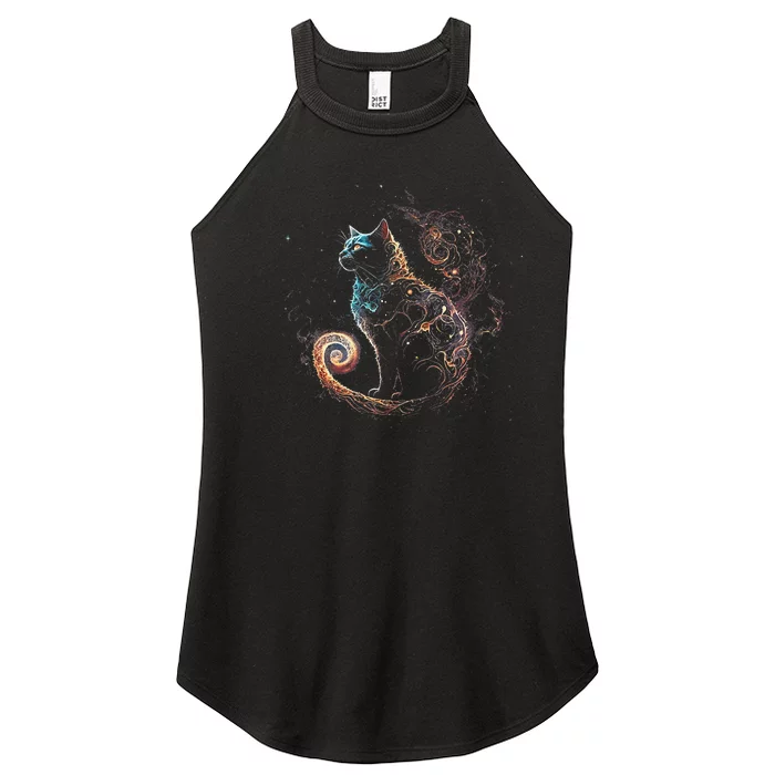 Cat In The Galaxy And Space Kitten Cat Head Women’s Perfect Tri Rocker Tank