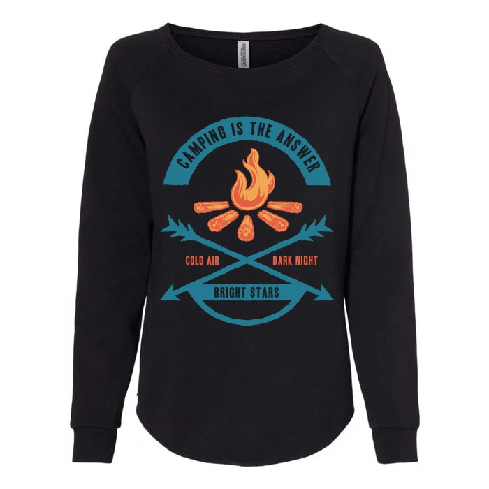 Camping Is The Answer Womens California Wash Sweatshirt