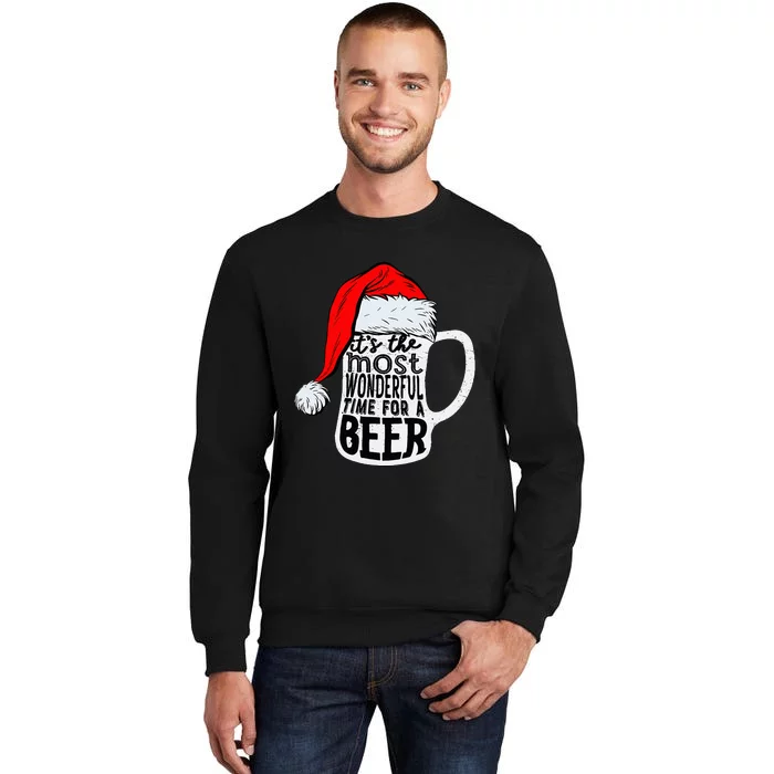 Christmas Its The Most Wonderful Time For A Beer Santa Xmas Sweatshirt