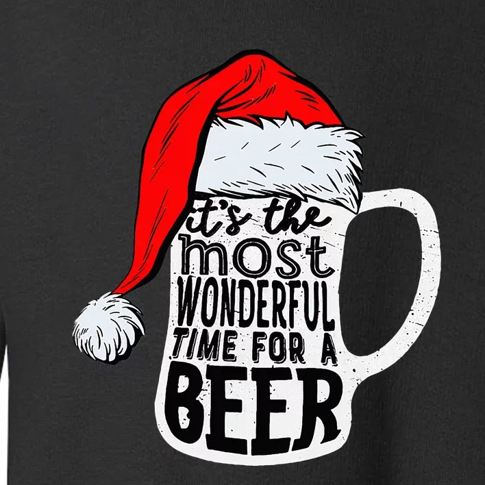 Christmas Its The Most Wonderful Time For A Beer Santa Xmas Toddler Sweatshirt