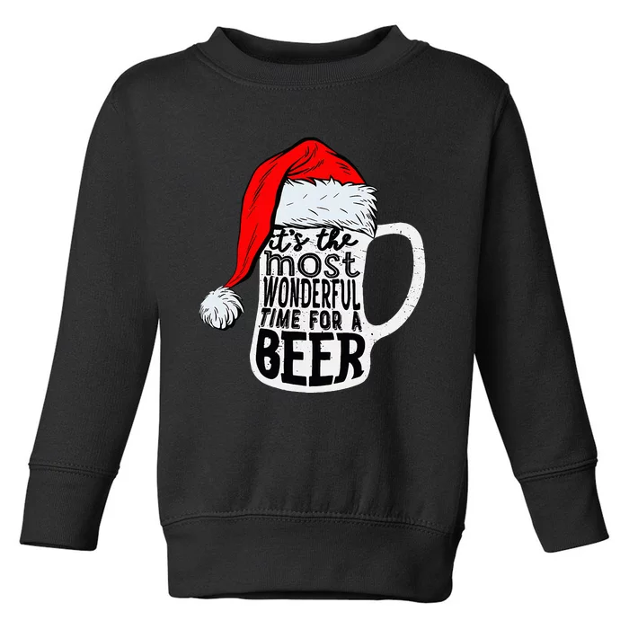 Christmas Its The Most Wonderful Time For A Beer Santa Xmas Toddler Sweatshirt