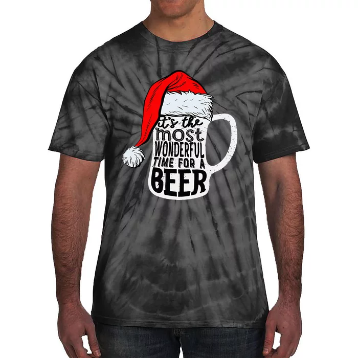 Christmas Its The Most Wonderful Time For A Beer Santa Xmas Tie-Dye T-Shirt