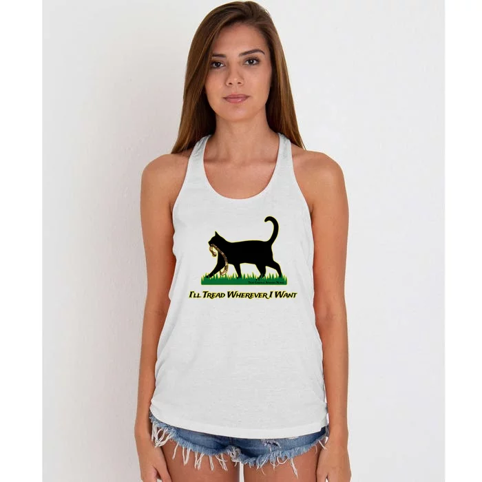 Cat I’Ll Tread Wherever I Want Women's Knotted Racerback Tank