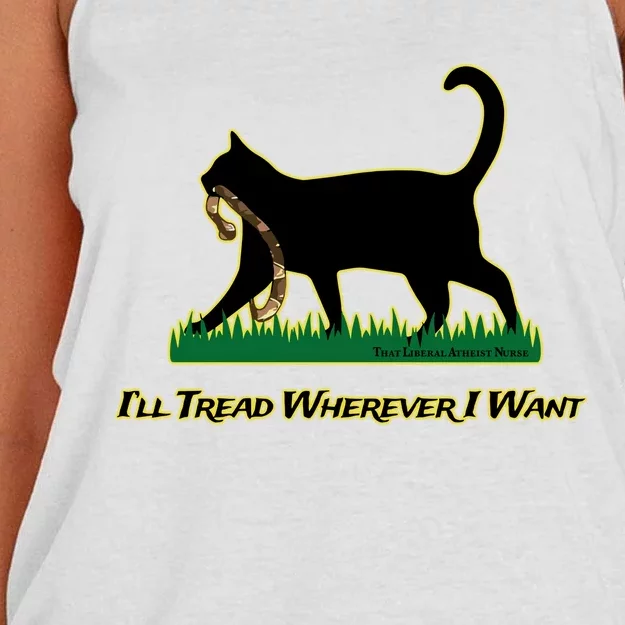 Cat I’Ll Tread Wherever I Want Women's Knotted Racerback Tank