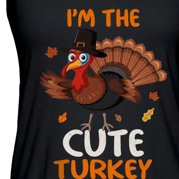 Cute IM The Cute Turkey Family Matching Thanksgiving Ladies Essential Flowy Tank