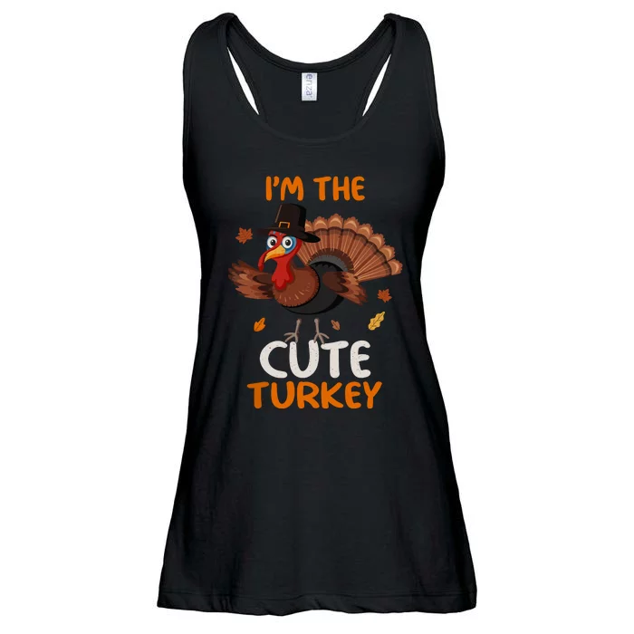 Cute IM The Cute Turkey Family Matching Thanksgiving Ladies Essential Flowy Tank