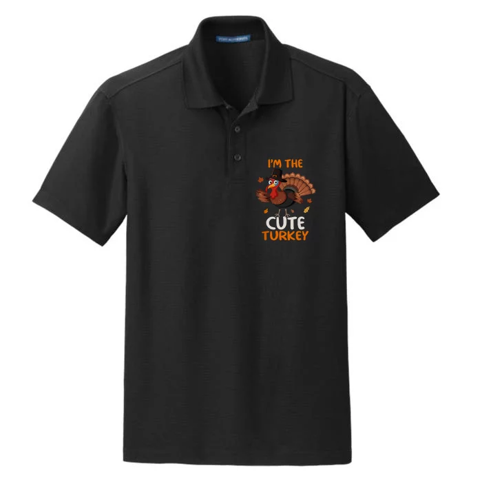 Cute IM The Cute Turkey Family Matching Thanksgiving Dry Zone Grid Performance Polo