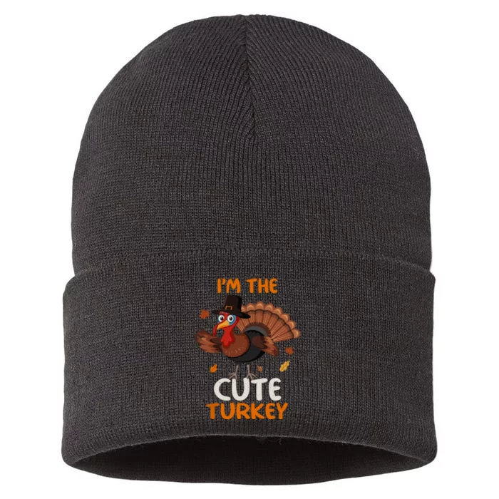 Cute IM The Cute Turkey Family Matching Thanksgiving Sustainable Knit Beanie