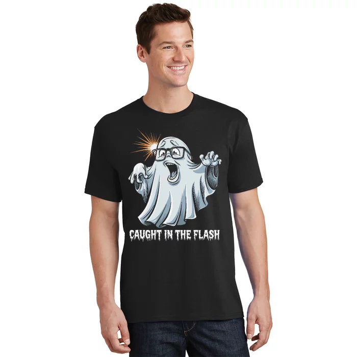 Caught In The Flash Funny Ghost Design For Halloween Fans T-Shirt