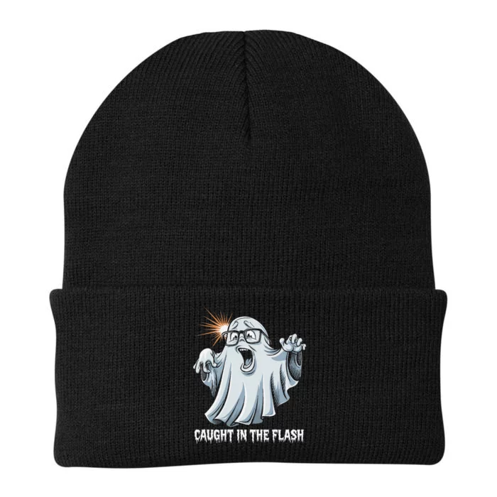 Caught In The Flash Funny Ghost Design For Halloween Fans Knit Cap Winter Beanie