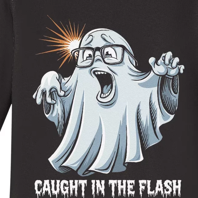 Caught In The Flash Funny Ghost Design For Halloween Fans Baby Long Sleeve Bodysuit