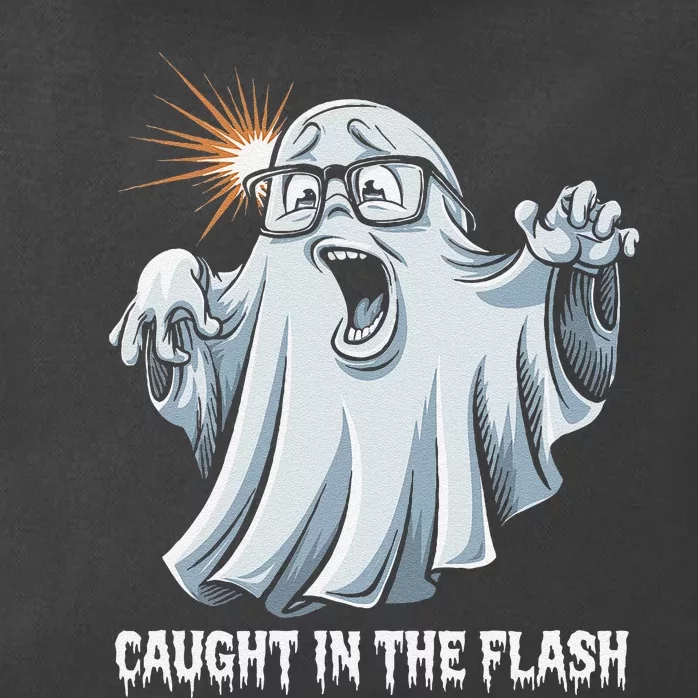 Caught In The Flash Funny Ghost Design For Halloween Fans Zip Tote Bag