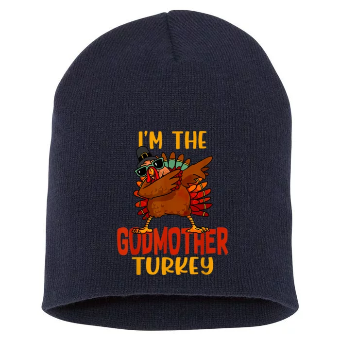 Cute I'm The Godmother Turkey Family Matching Thanksgiving Short Acrylic Beanie