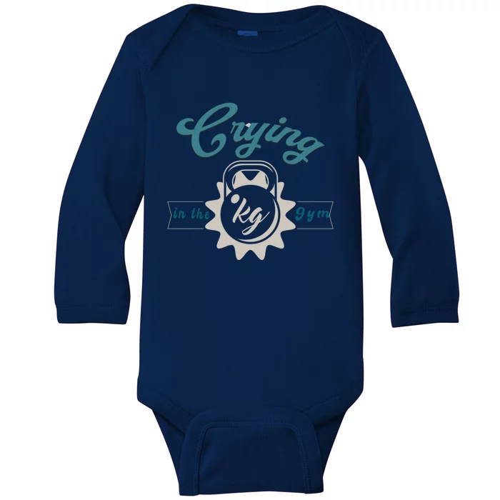 Crying In The Gym Funny Workout Gym Weightlifting Athlete Gift Baby Long Sleeve Bodysuit