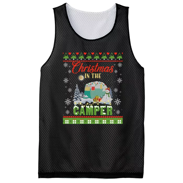 Christmas In The Camper Family Funny Camping Lover Xmas Trip Gift Mesh Reversible Basketball Jersey Tank