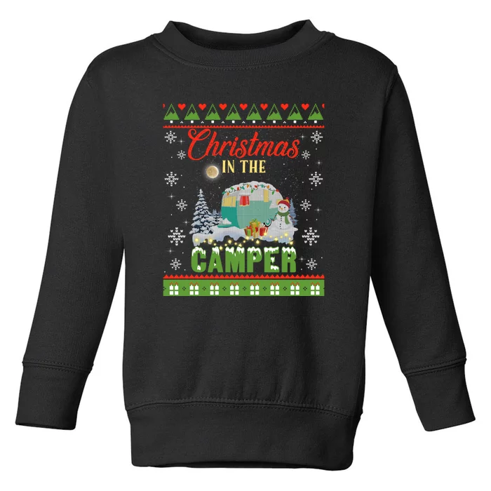 Christmas In The Camper Family Funny Camping Lover Xmas Trip Gift Toddler Sweatshirt