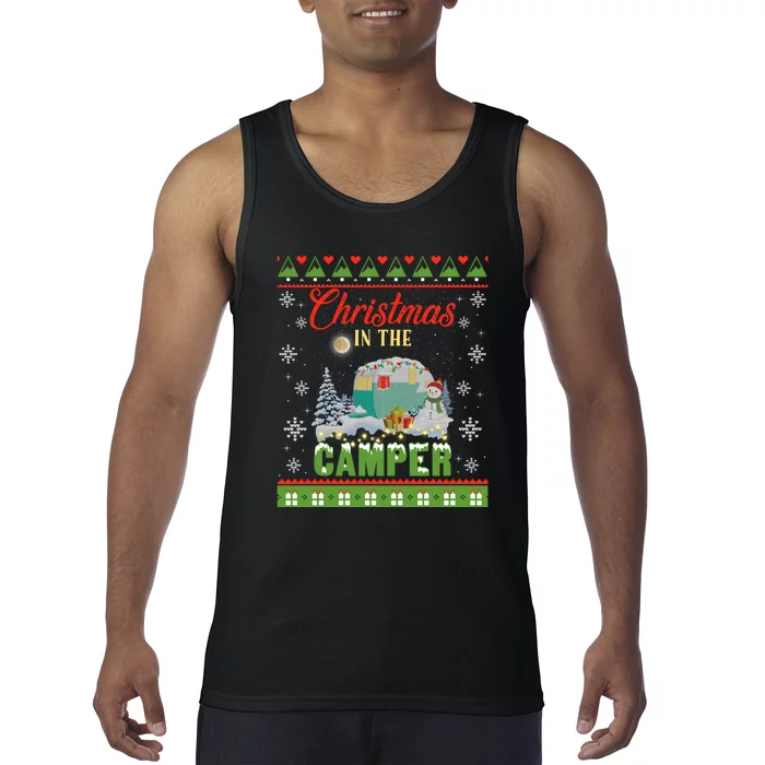 Christmas In The Camper Family Funny Camping Lover Xmas Trip Gift Tank Top